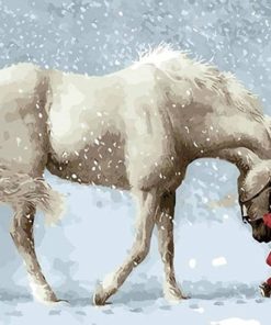 Horse in Winter Wonderland Paint By Numbers