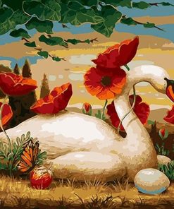 Swan and Poppies Paint By Numbers