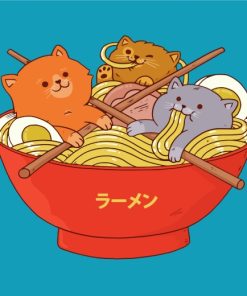 Ramen Noodles and Cats Paint By Numbers