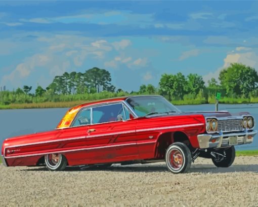 Red-64-Chevrolet-Impala-Car-paint-by-numbers