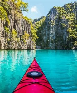 Red Kayak Paddling Paint By Numbers