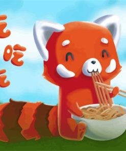 Red Panda Ramen Delight Paint By Numbers