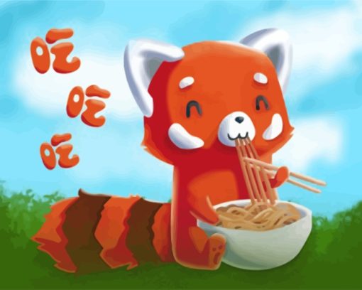 Red-Panda-Eating-Ramen-paint-by-numbers