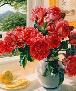 Red Peony Blossoms Paint By Numbers