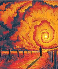 Red Stormy Landscape Paint By Numbers