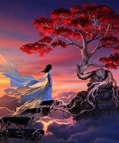 Red Tree Nature Landscape Paint By Numbers