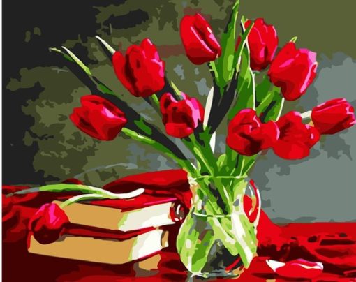 Red-Tulips-in-the-Bottle-paint-by-numbers