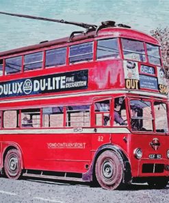 Red Vintage Trolleybus Journey Paint By Numbers
