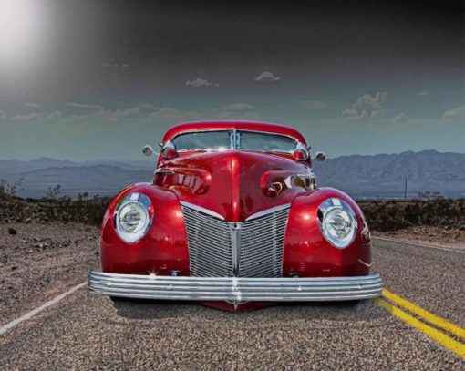 Red-vintage-auto-paint-by-numbers