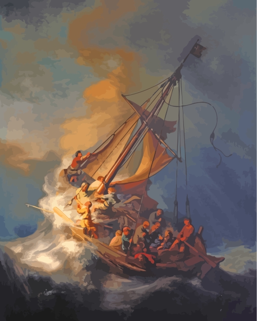 Finalizing Rembrandt Sea Storm Artwork Painting