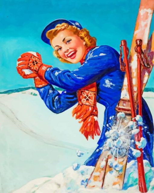Retro-Skiing-Girl-paint-by-number