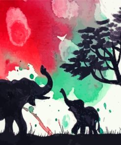 Romantic Elephants Wildlife Paint By Numbers