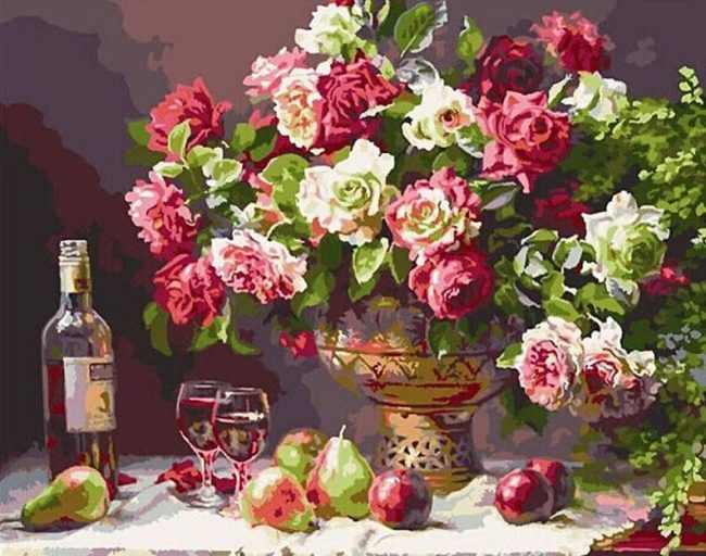 Roses and Wine Paint By Numbers