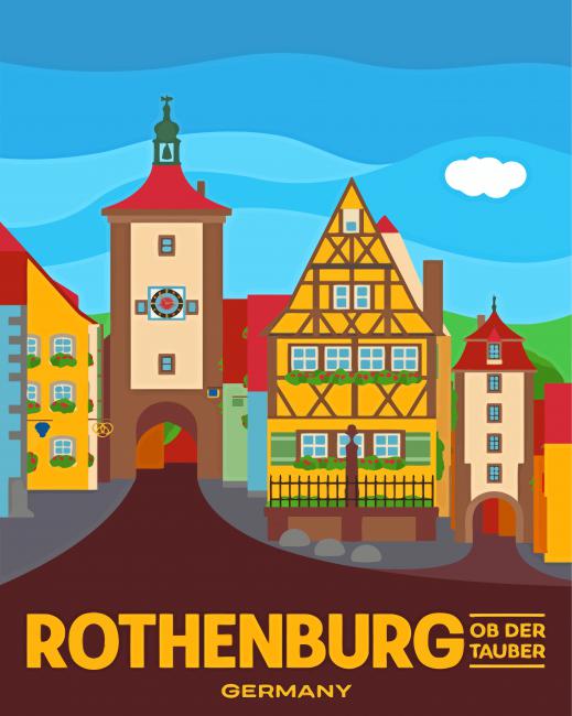 Finalizing art with Rothenburg Germany Landmark Paint By Numbers