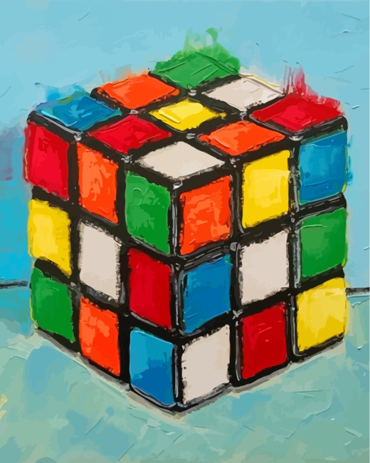 Finalizing Colorful Rubiks Cube Paint By Numbers Artwork