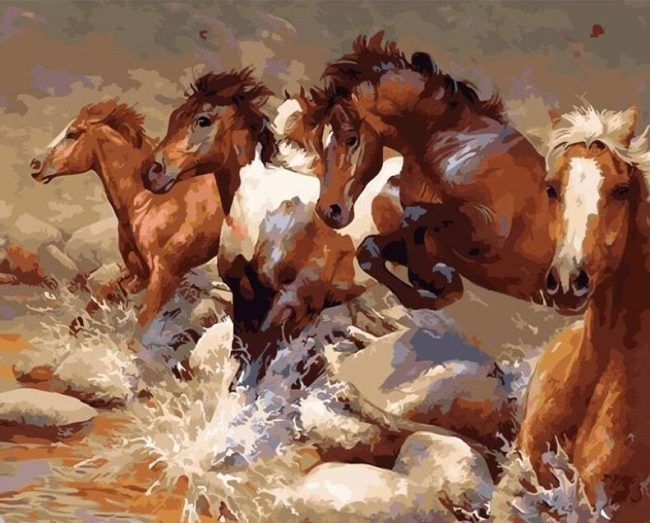 Galloping Stallions Paint By Numbers