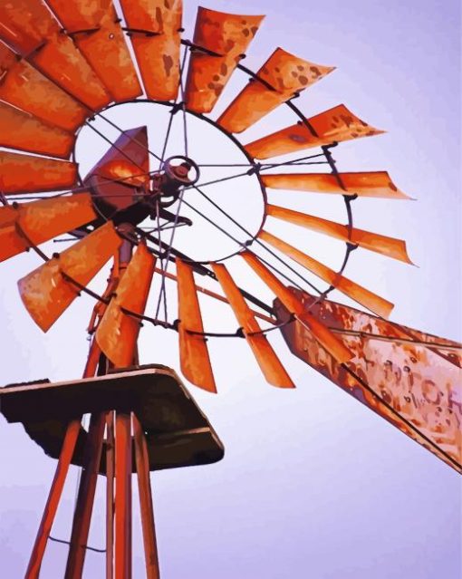 Rusty-Western-windmill-paint-by-numbers