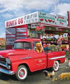 Farm Animals on Red Truck Paint By Numbers