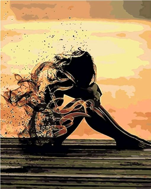 Sad-Girl-Sitting-Alone-DIY-People-Paint-By-Numbers-PBN-43899