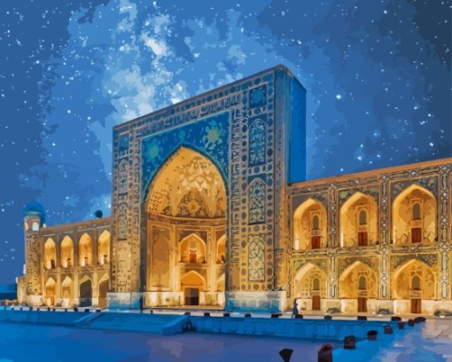 Samarkand-Night-Registan-paint-by-numbers