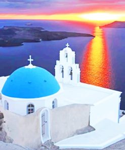 Santorini Sunrise in Greece Paint By Numbers