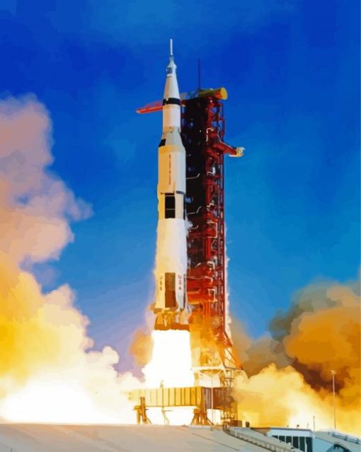 Saturn-5-rocket-launch-of-Apollo-paint-by-number