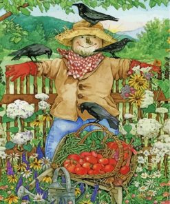 Scarecrow and Farm Crows Paint By Numbers