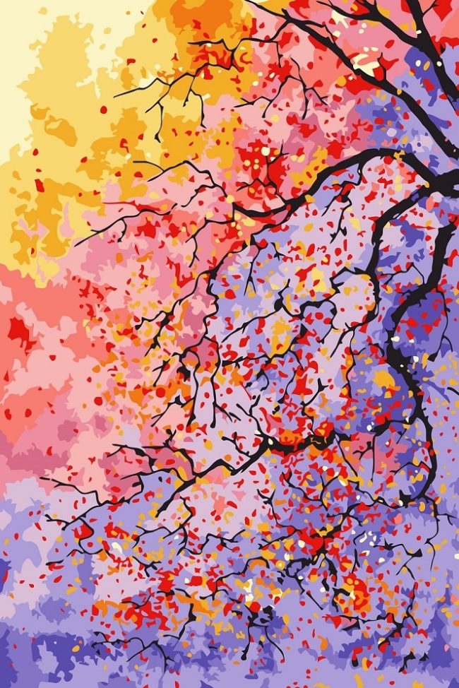 Colorful Trees Landscape Paint By Numbers