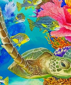 Sea Turtle Coral Reef Paint By Numbers