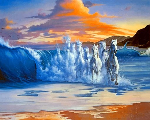 Sea-Waves-Horses-paint-by-numbers