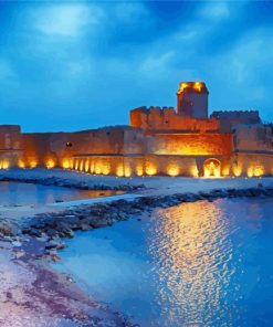 Nighttime Seascape Castle Paint By Numbers