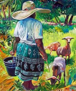 Faceless Shepherd with Goats Paint By Numbers