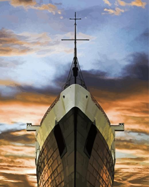 Finalizing the Ship Prow at Sea Artwork