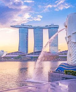 Singapore Merlion Skyline View Paint By Numbers