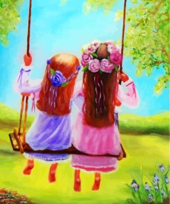 Sisters Swinging Fun Paint By Numbers
