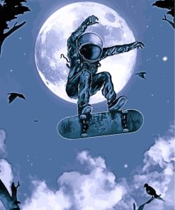 Moonlit Astronaut Skater Paint By Numbers