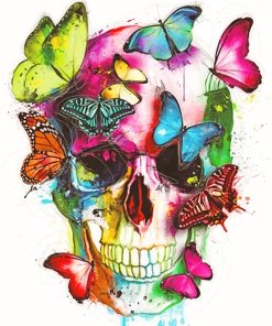 Colorful Skull and Butterfly Paint By Numbers