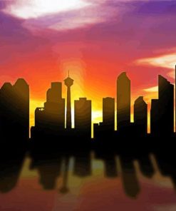Calgary Skyline Silhouette Paint By Numbers