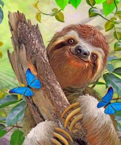 Sloth and Butterfly Journey Paint By Numbers