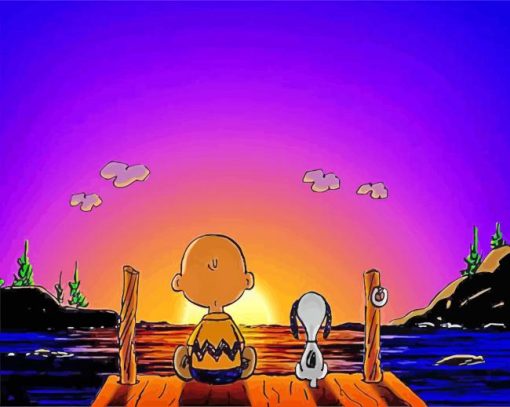 Snoopy-And-Charlie-At-Sunset-paint-by-numbers