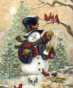 Snowman Winter Landscape Paint By Numbers