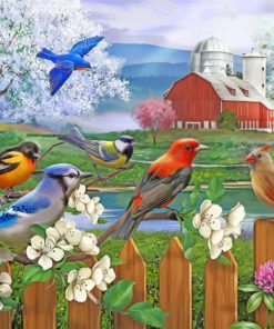Spring Bluebirds Paint By Numbers