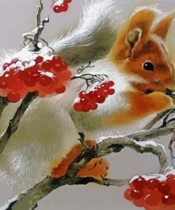 Snowy Rowan and Squirrel Paint By Numbers