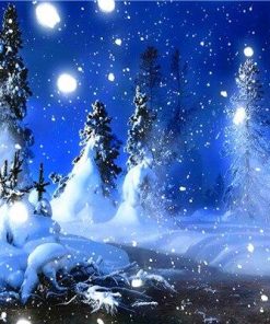 Snowy Night Christmas Landscape Paint By Numbers
