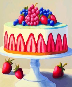 Sweet Strawberry Cake Paint By Numbers