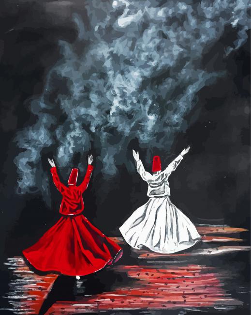 Finalizing the Sufi Whirling Dance Paint By Numbers artwork