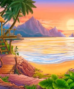 Golden Island Seascape Paint By Numbers
