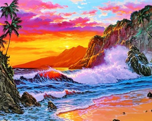 Sunset-On-Beach-paint-by-number
