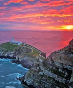 Sunset South Stack Island Landscapes Paint By Numbers
