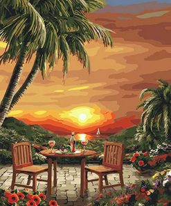 Golden Sunset Landscape Paint By Numbers